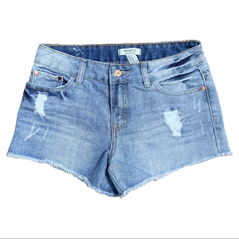 Forever 21 Light Distressed Raw Hem Jean Shorts Women's Size 26